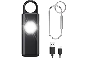 OQIMAX Taschenalarm für Frauen, Schlüsselanhänger Alarm mit 130dB Sirene für Selbstverteidigung und Sicherheit, LED Taschnlampe & USB Aufladbar, Tragbarer Alarm für Frauen Unterwegs, Kinder, Senioren