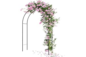 BAKAJI Arco da Giardino Supporto per Piante Rampicanti, Sostegno Pergolato in Metallo per Rose, Fiori, Orto, Colore Verde Scuro, Decorazione da Esterno Resistente Raggi UV Dimensioni 240 x 140 x 35 cm