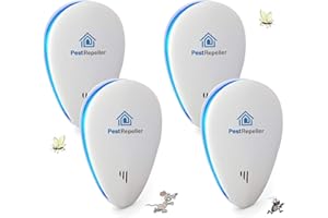 AILEDA Repelente Ultrasónico de Plagas,Antizador ultrasónico,Repelente para Mosquitos,Repelente ultrasónico para Ratas,Eléctrico Extra Fuerte para Interiores Insectos Hormigas,Roedores no Tóxico-4 pcs