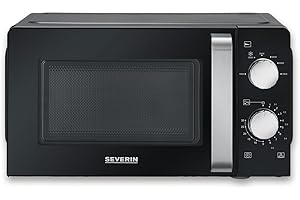 ‎SEVERIN SEVERIN Kuchenka mikrofalowa o pojemności 17 l, 6-stopniowa mikrofala z talerzem obrotowym do równomiernego rozprowadzania ciepła, timer 30 min, do rozmrażania i podgrzewania, 700 W, czarny, MW 7886