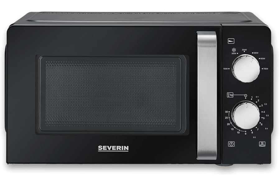 SEVERIN MW 7886 Microwave Solo, Defrost and Heat Microwave with Turntable for Even Heat Distribution, Black
