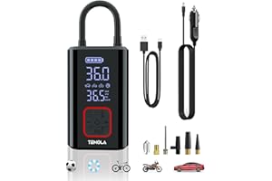 TEMOLA Tyre Inflator Air Compressor, Car Tyre Inflator Cordless Rechargeable 150PSI with Digital Pressure Gauge 12V DC, Electric Bike Pump Car Tyre Pump for Car Bike Motorcycle Ball Car Accessories