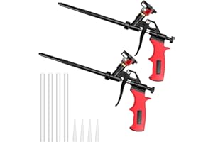 LYCXAMES PU Schaumpistole, 2 Stück Bauschaumpistole mit dem Ventil, BENÖTIGT KEINE REINIGER, metall Dosierpistole mit ergonomischem Kunststoffgriff für Heimwerker und Profi, Rot