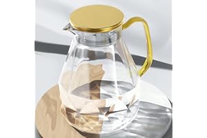DUJUST Carafe Eau de 2 L, Pichet en Verre Design Diamant Moderne, Cruche en Verre avec Couvercle en Acier Inoxydable et Anse, Pichet à Eau Haute Durabilité pour Infuseur Fruit, Thé Glacé, Café, Lait