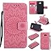 Produktbild Lonchee Samsung Galaxy A5 2017 Leder Wallet Tasche Brieftasche Schutzhülle , Sonnenblumen geprägten Muster Design Hochwertige PU Leder Folio Tasche Case Hülle im Bookstyle mit Standfunktion Kredit Kartenfächer (rosa)
