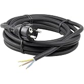 as - Schwabe H05RN-F 3G1,0 Rubber Connection Cable 3 m - Earthing Plug - 230 V / 16 A - Stripped Cable End 30 mm - IP44 Dust