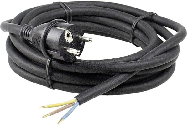 as - Schwabe Gummi-Anschlussleitung – 4,5 m Leitung mit spritzwassergeschütztem Schutzkontaktstecker –– Baustellen & Gewerbe – IP44 – Schwarz I 60379, 4,5 m H07RN-F