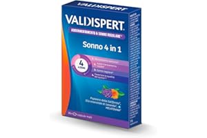Valdispert Sonno 4 in 1, Integratore per il Rilassamento Notturno, l'Addormentamento Rapido e il Sonno Regolare con Melatonina, Estratti di Lavanda e Papavero della California, 30 Capsule Molli