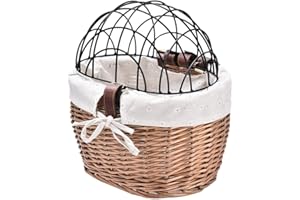 Fauitay Panier de Vélo pour Chiens, Panier pour Chien Panier Avant Panier de Vélo tissé en Saule Panier de Transport pour Animaux de Compagnie pour Chien Chiot Chats