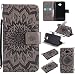 Produktbild Lonchee LG K5 Leder Wallet Tasche Brieftasche Schutzhülle , Sonnenblumen geprägten Muster Design Hochwertige PU Leder Folio Tasche Case Hülle im Bookstyle mit Standfunktion Kredit Kartenfächer (grau)