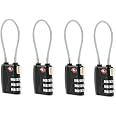 Lot De 4 Cadenas à Câble TSA - 3 Chiffres, Voyage, Valise, Sac, 11 Cm, Noir