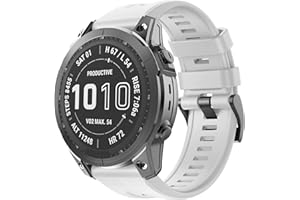 ISABAKE Cinturino Orologio in Silicone Morbido per Fenix 7X/Fenix 6X/Fenix 6X Pro/Fenix 5X/Fenix 5X Plus/Fenix 3/HR/Descent MK1/D2 Delta PX/D2 Charlie Cinturini,cinturino orologio 26mm-bianco