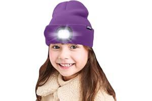 ATNKE Bambini LED Berretto Illuminato Cappelli, USB Ricaricabile 4 LED Torcia Impermeabile Cappelli Notte in Maglia Regali di Natale Leggeri per Ragazze dei Ragazzi
