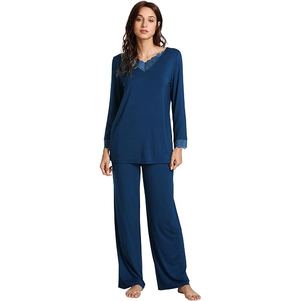 WiWi Women's Bamboo Pajama Set - V-Neck Short Sleeve Top & Pants, Soft Lightweight Sleepwear, Sizes S-3X - View #11