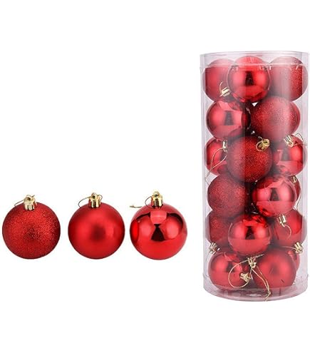 24 Boules De Noël En Plastique Rouge – Décoration Traditionnelle Et Réutilisable