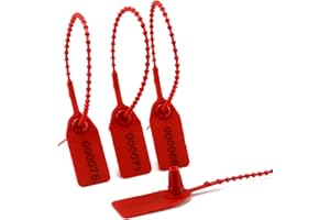 WUBAO Pull-Tite Security Seal Secure Anti-Tamper Seals for Extinguisher First Aid Kit Numbered Tear Off Tag 250mm (100pieces X Red)