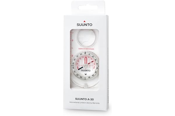 SUUNTO A-30 Boussole Randonnée, Navigation Professionnelle, Compass d'Orientation avec Cordon, étanche, Déclinaison Réglable, Marquages phosphorescents, pour Course Expédition Camping Survie
