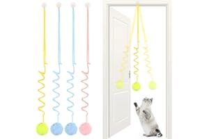 BAERTMY Giochi per Gatti Interattivi Gioco Gatto Interattivo Giocattoli per Gatti da Appendere Giocattolo Giochi con Campana Cat Toy per Giocare e in Casa Esercizio Interno (4 Pezzi)