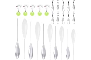 Srvauyea 25 Stück Spirolino Forelle Set, Forellen Angelzubehör Set, 5 X Spirolino Sinkend 5 X Sbirolino Schwimmend (6g 8g 10g 12g 15g) mit 10 Dreifachwirbel & 5 Schnurstopper Angeln
