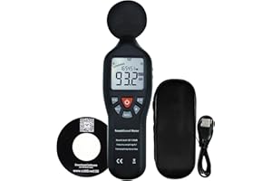 TEKCOPLUS Fonometro professionale con data hold, logger e software CD - Monitor decibel ad alta precisione con retroilluminazione LCD, display MAX/MIN e intervallo di misurazione del rumore audio 30dB~130dB