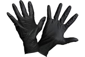 ROSTAING MECANO-IT09 10 Gants Ambidextres Nitrile Noir Semi-Jetables pour Mécanique Teinture Entretien Taille 09, 9
