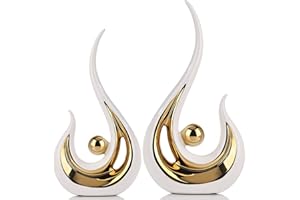 ‎XMGZQ Deko Wohnzimmer Gold,Skulptur Gold Deko,Skulptur Deko Modern,Couchtisch Weiß Gold,Abstrakte Skandinavische Deko,Gold Flamme Art Skulptur,Moderne Deko Wohnzimmer,Keramik deko for Büro,Table,Gold Regal