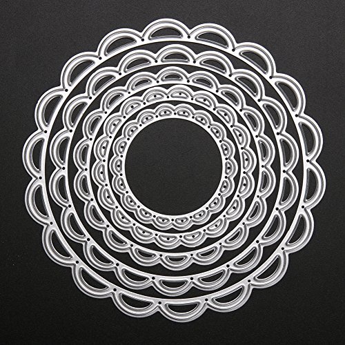 Demiawaking 5Pcs Metall Kreise Schneiden Schablonen DIY Sammelalbum Dekor Papier Karten, Metall Buchzeichen , Metall Lesezeichen als Geschenk fuer Freunde (Metall Kreise)