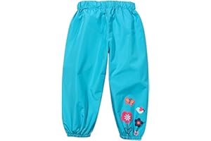 FAIRYRAIN Little Kids Girls Waterproof Lightweight Flower Rain Pants