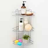 Banyo Duş K&ouml;şe Rafı &Uuml;&ccedil; Katlı Krom Şampuanlık Paslanmaz Metal Duvar Tipi D&uuml;zenleyici Organizer