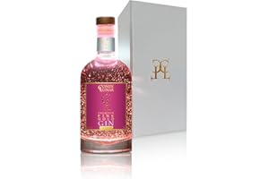 CL CONDE LUMAR CONDE LUMAR - Coffret Gin Rose Premium - Feuille d'Or 23 Carats - Gin Tonic Cadeau Pour Homme & Femme - Fraise et Framboise - Premium Liqueur pour Offrir Avec Certificat d'or 40% 70 cl