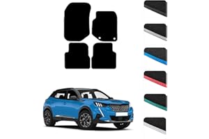 GCM - Car Floor Mats for Peugeot 2008 (Non Electric) 2020 To Present Full Coverage Floor Protection - Anti Slip & Fit Car Mat with Clips Easy to Clean Car Carpet for All-Weather- Black Edging, Carpet