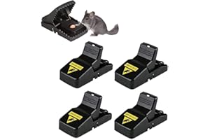 BOMPOW Mouse Traps Reusable Snap Mice Traps That Work Rodent Killer Easy to Bait, 4 Pack