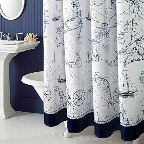 Fancy Duschvorhänge Duschvorhang Verdickung Wasserdicht Anti - Mildew Mittelmeer Stil Polyester Duschvorhang Teal Duschvorhang ( größe : 300cm*200cm )