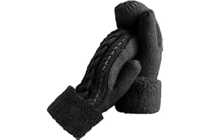 AURUZA Mittens Women, Ladies Thick Fleece Lined Insulated Warm Knitted Winter Thermal Mittens Fingerless Women's Gloves & Mittens