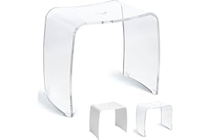 ‎LIBARO Libaro Badhocker Meran XL – transparenter Acrylhocker mit extra großer Sitzfläche – moderner Duschhocker mit Griff und rutschsicheren Gummifüßen – Stabiler Sitzhocker für Bad, Flur