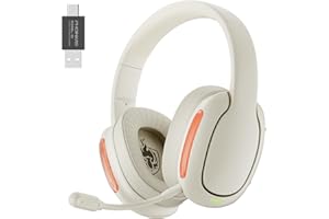 YOTMS Auriculares Gaming inalámbricos 2,4 GHz para PS4/PS5/PC/Switch, con micrófono Desmontable y cancelación de Ruido, Sonido estéreo 7.1 y Modo con Cable de 3,5 mm para Xbox Series - Blanco