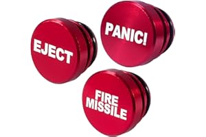 Dealikee 3 PCS Cigarette Lighter Plug Cover Replacement, Aluminum Button Universal Push Button Fits Most 12 Volt Automotive Vehicles (Red EJECT & FIRE & PANIC)