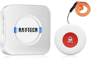 DAYTEE DAYTECH Allarme Anziani,Salvavita Beghelli Per Anziani, Pulsante Allarme Chiamata Ricevitore Cercapersone Sistema Di Cura Del Paziente Allarme Plug-in Allarme Ricevitore (1 Pulsante + 1 Ricevitore)