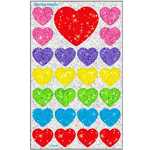 German Trendseller® – 25 x Glitzer Sticker┃ – Regenbogen Herzen – ┃ Glitzer Sticker Set für Kinder - 3