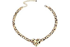 Dishowme Leopard Print Herz Choke Halskette Vintage Punk Liebe Herz Kragen Halskette für Frauen