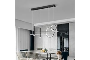 BELLASTEIN Nowoczesna Lampa wisząca LED wisząca Lampa wisząca do ściemniania ze zdalnym sterowaniem Lampa stołowa do jadalni Regulowana wysokość żyrandol do jadalni Sypialnia Kuchnia Biuro (czarnego)