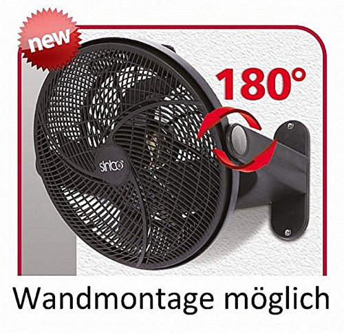 Bodenventilator Power Windmaschine Ventilator Wandventilator Standventilator Luftkühler 180° neigbar Wandmontage möglich 75Watt Ø41cm - 4