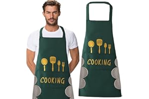 KWQINX aprons for women with pockets kitchen aprons with pockets cooking aprons for women wipe hands, waterproof for cooking and baking