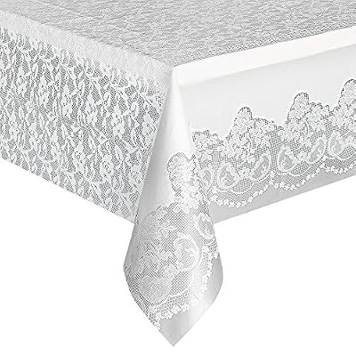 Unique Party - 5075 - Nappe en Plastique - 2,74 x 1,37 m - Dentelée Blanc