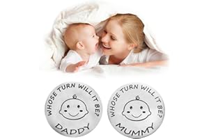 TSUWNO Moneda de Acero Inoxidable grabada en Plata para Padres nuevos, facilita la Toma de Decisiones, mamá o papá recién Nacidos, 1 Unidad.