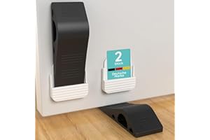 HOMERY Gumowy stoper do drzwi, antypoślizgowy klin do drzwi, z uchwytem, ciężki gumowy stoper, do wszystkich powierzchni, wytrzymały i stabilny stoper drzwiowy, 2 sztuki w zestawie (czarny)