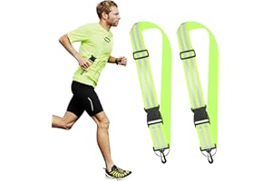prota Reflective Sash for Walking at Night, 2 Pcs Reflective Running Gear Adjustable Reflective Belt,High Vis Belt with Clip for Children Adult Biking Cycling Jogging Walking Night Safety