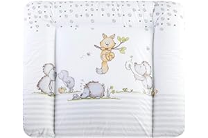 BORNINO HOME BORNINO Wickelauflage, Mädchen/Junge, abwaschbar, wasserfest, PVC-Cover, Öko-Tex, 75x85 cm, Igel-Fuchs-Motiv