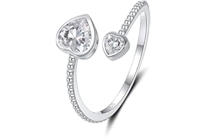 STEP FORWARD Bagues en Argent Sterling pour Adolescentes: Pierre de Naissance D'avril Pierres en Forme de Coeur Cadeau de Bijoux D'anniversaire pour les Femmes ou les Filles ou les Copines