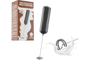 BESTYKS Milk Frother Handheld,Electric Milk Frother Foamer,15-20s, Powerful 19000rpm,Electric Portable Whisk Drink Mixer Mini Foam Maker for Hot Chocolate Frappe Latte（Black）